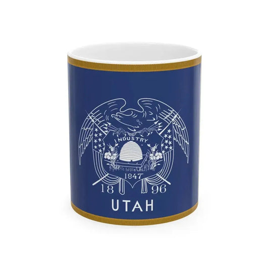 1909-1911 Utah Governors Flag with Utah added (United States) White Coffee Mug 11oz - Go Mug Yourself