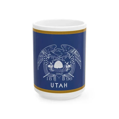 1909-1911 Utah Governors Flag with Utah added (United States) White Coffee Mug 15oz - Go Mug Yourself