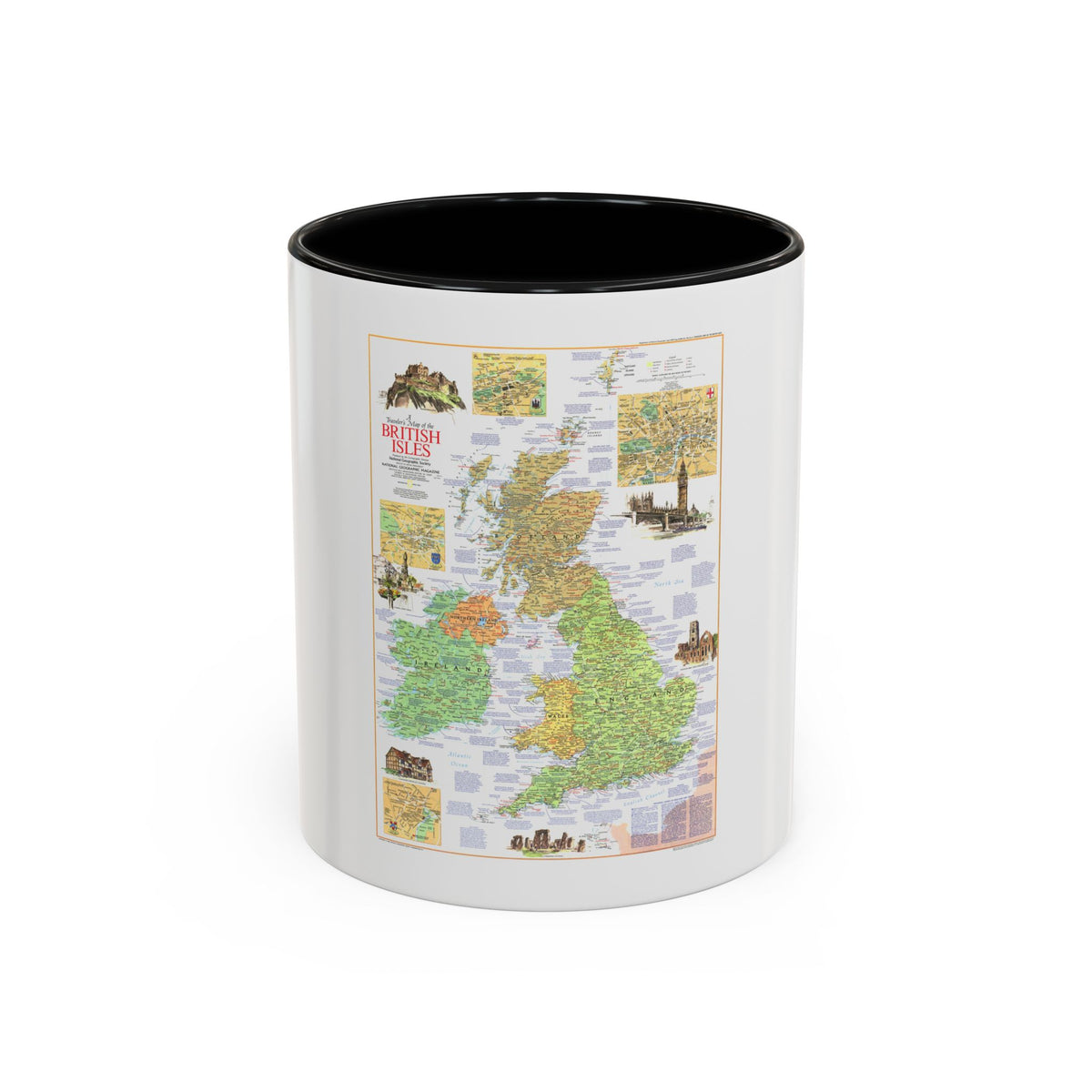 British Isles - A Traveller's Map 1 (1974) (Map) Accent Coffee Mug