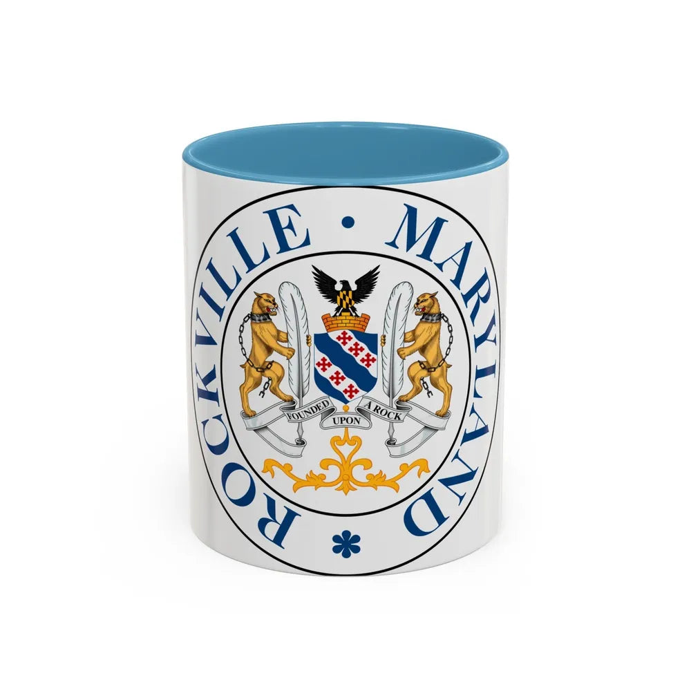 Seal of Rockville Maryland - Accent Coffee Mug-11oz-Light Blue-Go Mug Yourself