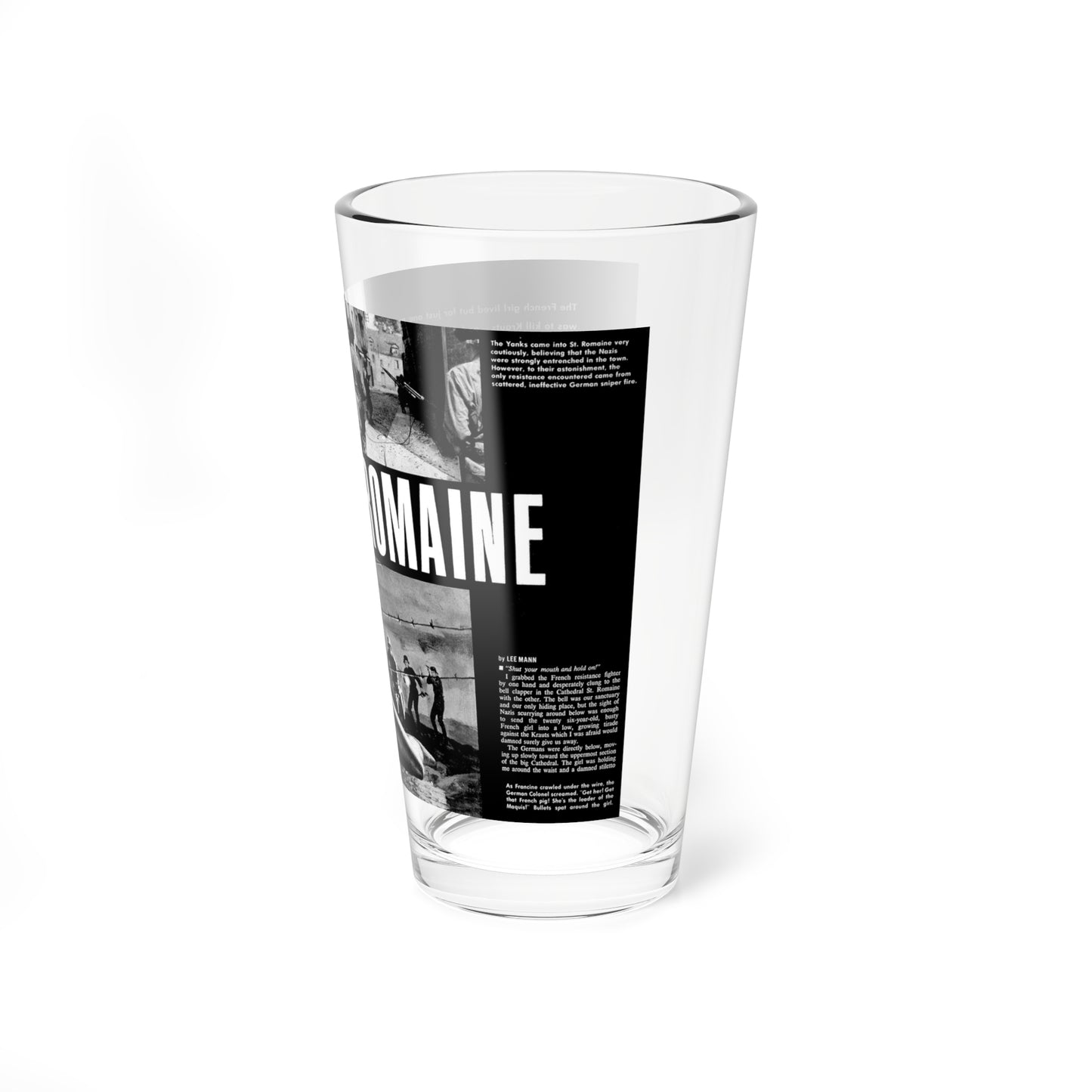 One Hour To Stop The Nazi Rape Of St. Romaine, Real Men, August 1967 (Magazine Illustration) Pint Glass 16oz