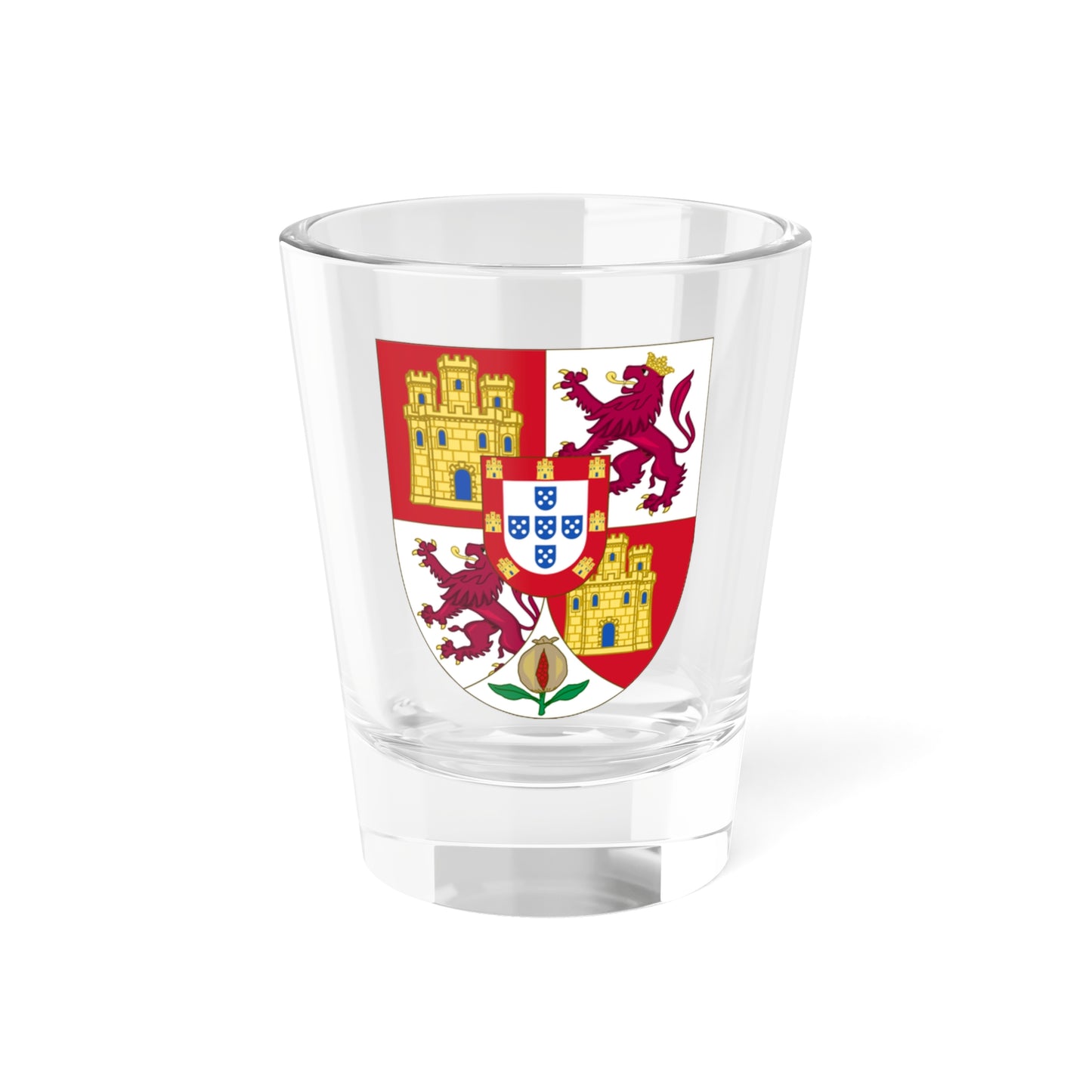 Lesser Royal Arms of Spanish Monarch Portuguese Inescutcheon (Spain) (Coat of Arms) Shot Glass 1.5oz