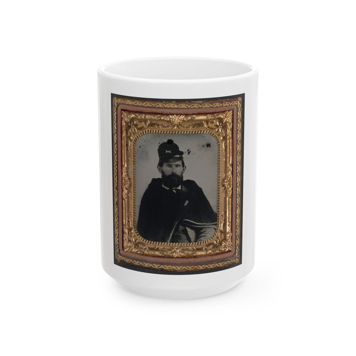 Private Archibald D. Council Of Co. K, 18th North Carolina Infantry Regiment, In Uniform And Wrapped With Hospital Blanket (U.S. Civil War) White Coffee Mug
