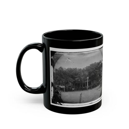 Cold Harbor, Va, Vicinity. Cavalry Horses Outside The Old Church Hotel (U.S. Civil War) Black Coffee Mug-Go Mug Yourself