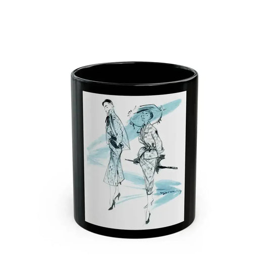 1950 fashion illustration from Woman's Journal - Black Coffee Mug 11oz - Go Mug Yourself