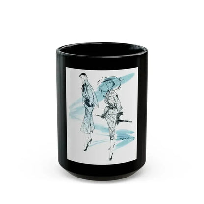 1950 fashion illustration from Woman's Journal - Black Coffee Mug 15oz - Go Mug Yourself