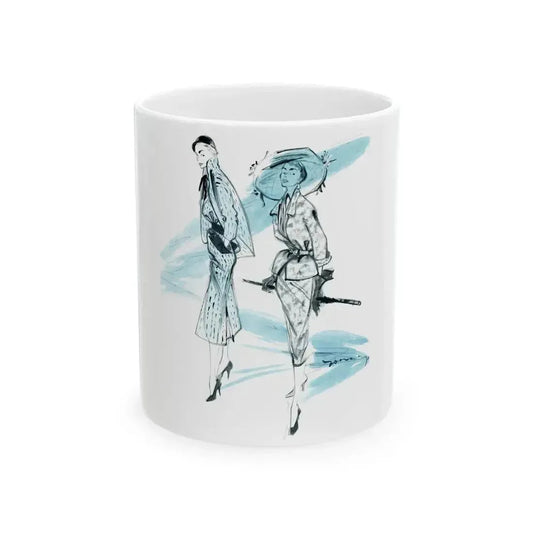 1950 fashion illustration from Woman's Journal - White Coffee Mug 11oz - Go Mug Yourself