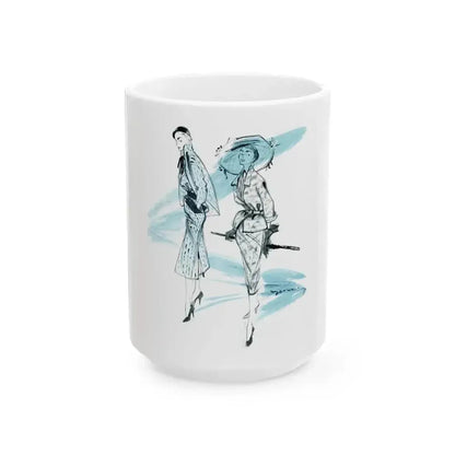 1950 fashion illustration from Woman's Journal - White Coffee Mug 15oz - Go Mug Yourself