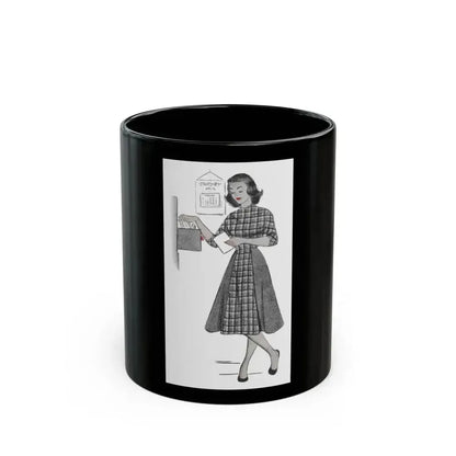 1951 illustration 1 For a dress pattern article in Woman magazine - Black Coffee Mug 11oz - Go Mug Yourself