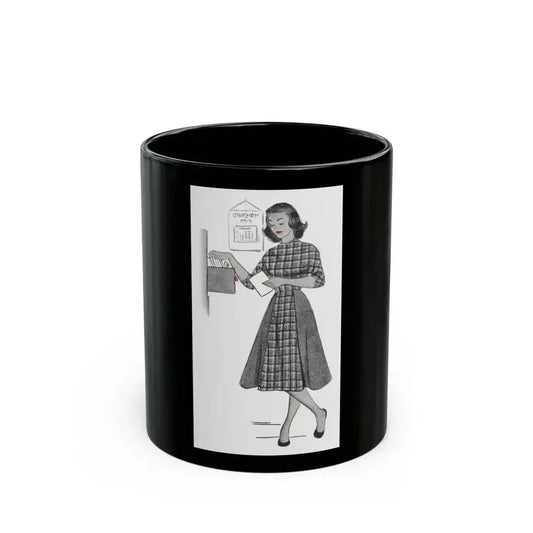 1951 illustration 1 For a dress pattern article in Woman magazine - Black Coffee Mug 11oz - Go Mug Yourself