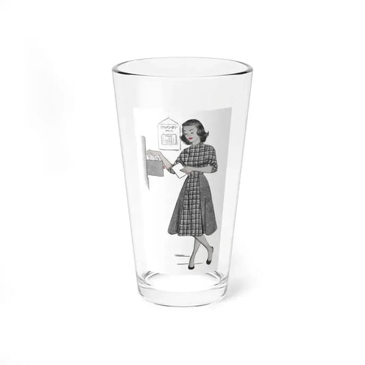 1951 illustration 1 For a dress pattern article in Woman magazine (Magazine Illustration) Pint Glass 16oz 16oz - Go Mug Yourself
