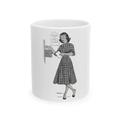 1951 illustration 1 For a dress pattern article in Woman magazine - White Coffee Mug 11oz - Go Mug Yourself