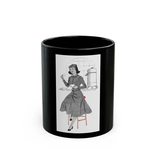 1951 illustration 2 For a dress pattern article in Woman magazine - Black Coffee Mug 11oz - Go Mug Yourself