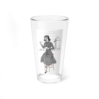 1951 illustration 2 For a dress pattern article in Woman magazine (Magazine Illustration) Pint Glass 16oz 16oz - Go Mug Yourself
