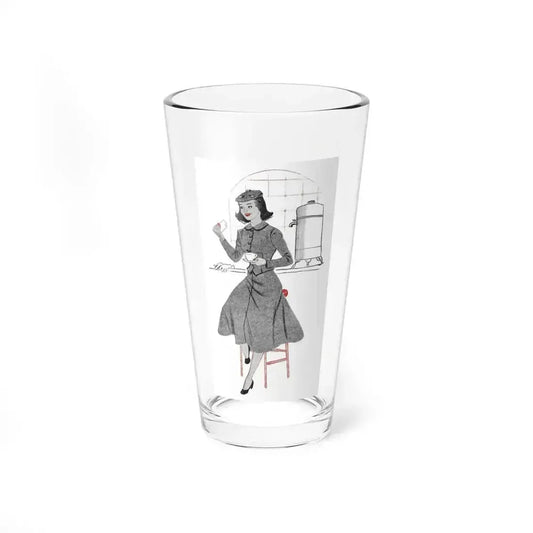 1951 illustration 2 For a dress pattern article in Woman magazine (Magazine Illustration) Pint Glass 16oz 16oz - Go Mug Yourself