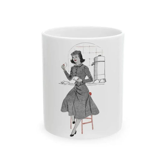 1951 illustration 2 For a dress pattern article in Woman magazine - White Coffee Mug 11oz - Go Mug Yourself