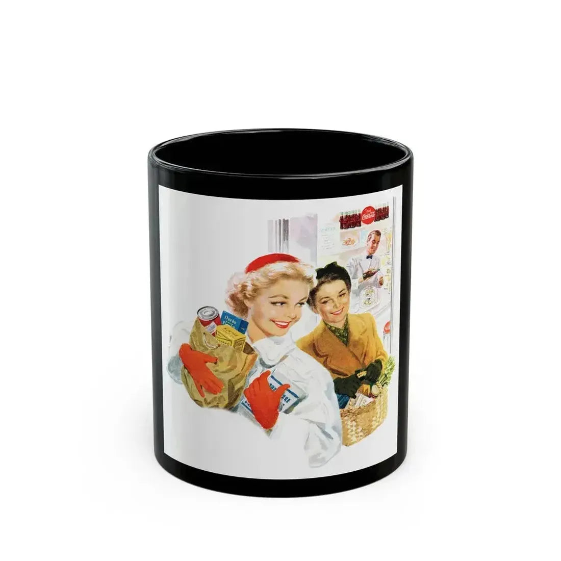 1954 illustration for Coca Cola - Black Coffee Mug 11oz - Go Mug Yourself