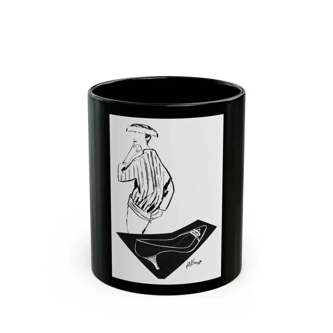 1956 fashion illustration by Alfredo Bouret (3) - Black Coffee Mug 11oz - Go Mug Yourself