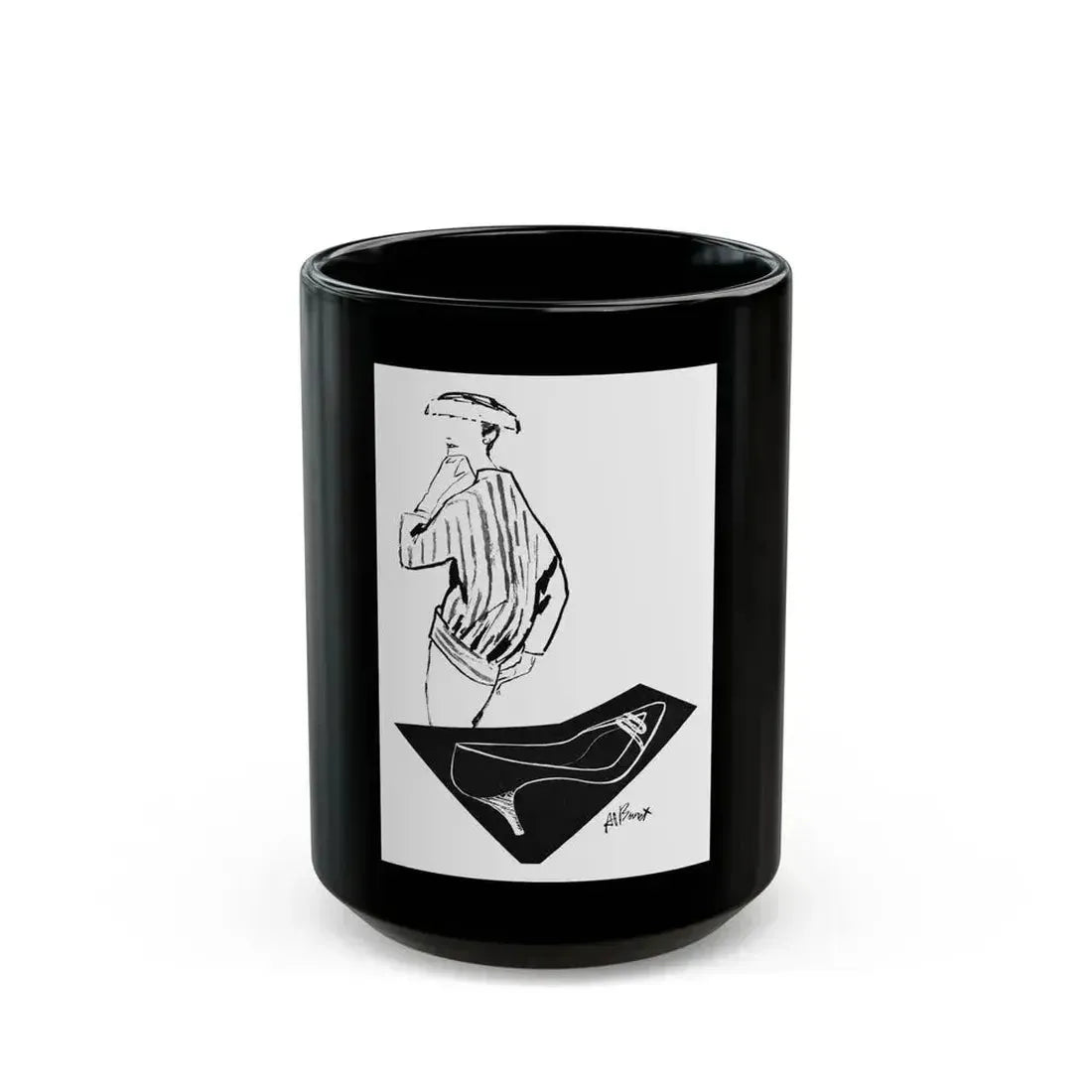 1956 fashion illustration by Alfredo Bouret (3) - Black Coffee Mug 15oz - Go Mug Yourself