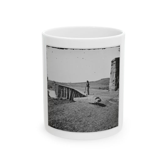 Knoxville, Tenn., Vicinity. Bridge At Strawberry Plains, 20 Miles Northeast Of Knoxville; Camera On Tripod At Right (U.S. Civil War) White Coffee Mug