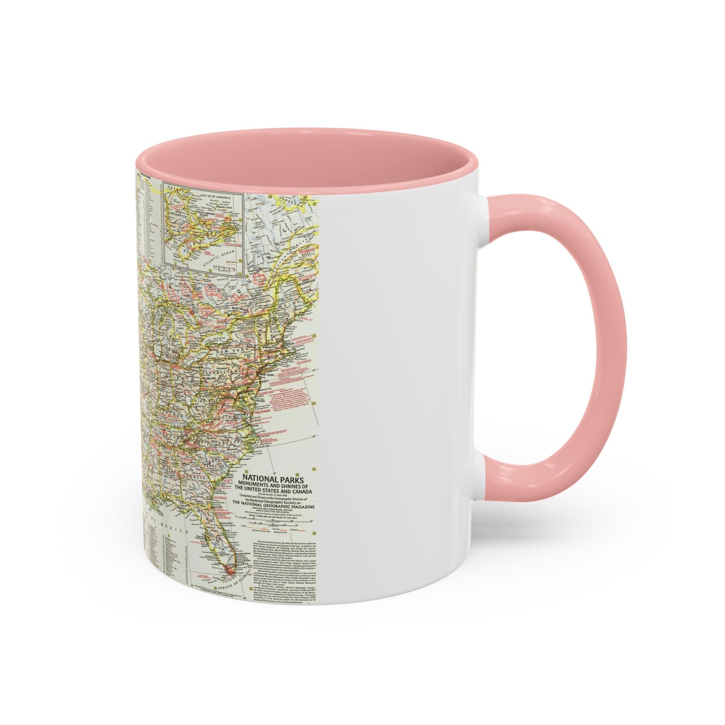 États-Unis - Parcs nationaux et sites historiques 1 (1958) (Carte) Tasse à café Accent