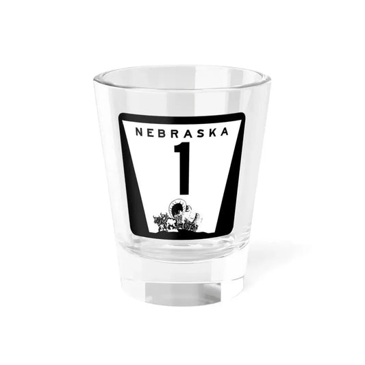 1975 Nebraska Route 1 state highway marker (Nebraska) (Road Sign) Shot Glass 1.5oz 1.5oz - Go Mug Yourself