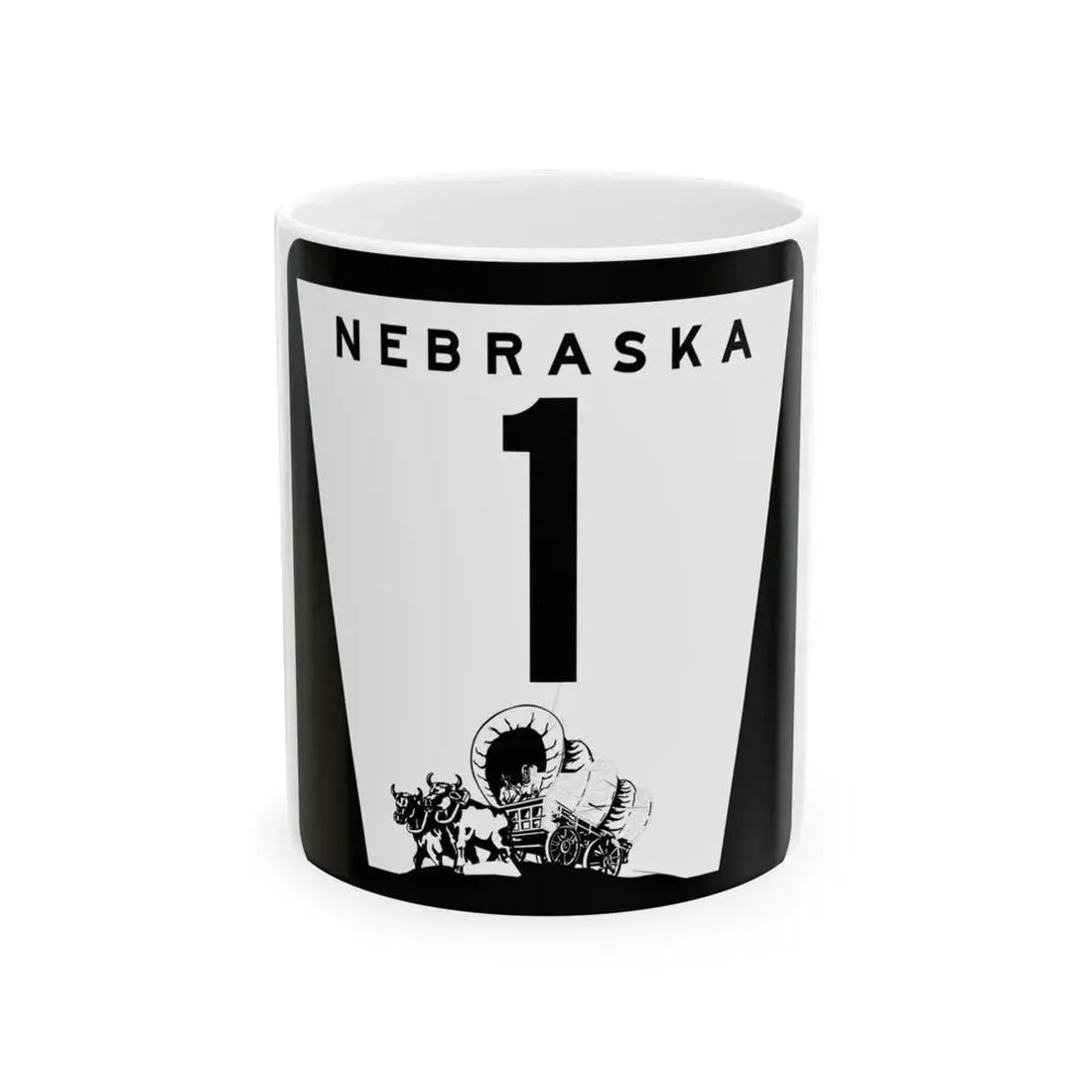 1975 Nebraska Route 1 state highway marker (Nebraska) (Road Sign) White Coffee Mug 11oz - Go Mug Yourself