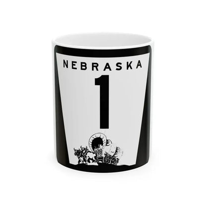 1975 Nebraska Route 1 state highway marker (Nebraska) (Road Sign) White Coffee Mug 11oz - Go Mug Yourself