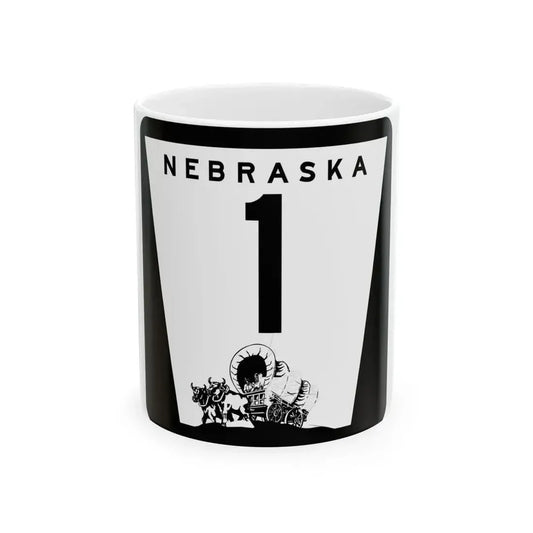 1975 Nebraska Route 1 state highway marker (Nebraska) (Road Sign) White Coffee Mug 11oz - Go Mug Yourself