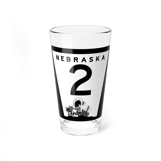 1975 Nebraska Route 2 state highway marker (Nebraska) (Road Sign) Pint Glass 16oz 16oz - Go Mug Yourself