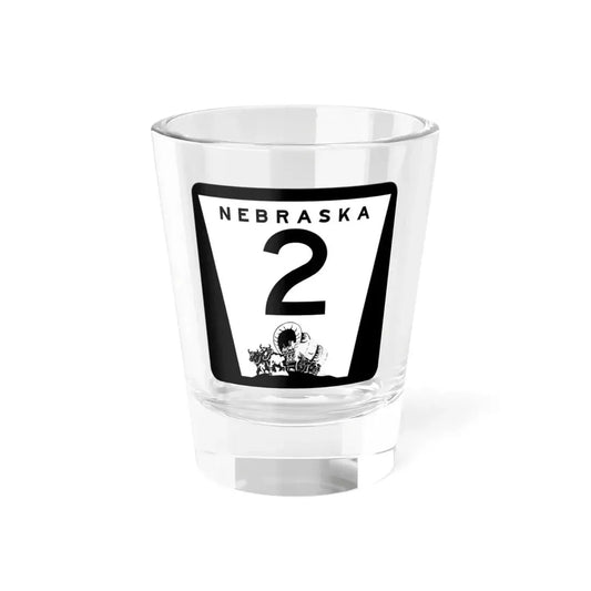 1975 Nebraska Route 2 state highway marker (Nebraska) (Road Sign) Shot Glass 1.5oz 1.5oz - Go Mug Yourself