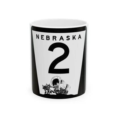 1975 Nebraska Route 2 state highway marker (Nebraska) (Road Sign) White Coffee Mug 11oz - Go Mug Yourself