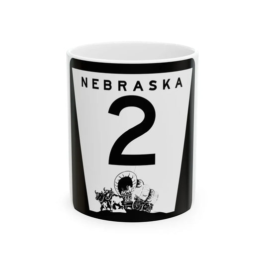 1975 Nebraska Route 2 state highway marker (Nebraska) (Road Sign) White Coffee Mug 11oz - Go Mug Yourself
