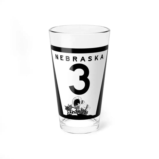 1975 Nebraska Route 3 state highway marker (Nebraska) (Road Sign) Pint Glass 16oz 16oz - Go Mug Yourself