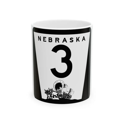 1975 Nebraska Route 3 state highway marker (Nebraska) (Road Sign) White Coffee Mug 11oz - Go Mug Yourself