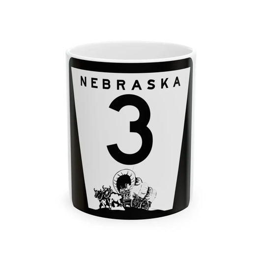 1975 Nebraska Route 3 state highway marker (Nebraska) (Road Sign) White Coffee Mug 11oz - Go Mug Yourself