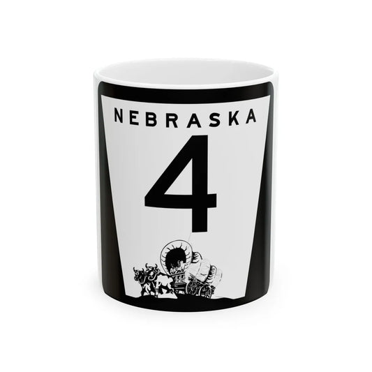 1975 Nebraska Route 4 state highway marker (Nebraska) (Road Sign) White Coffee Mug 11oz - Go Mug Yourself