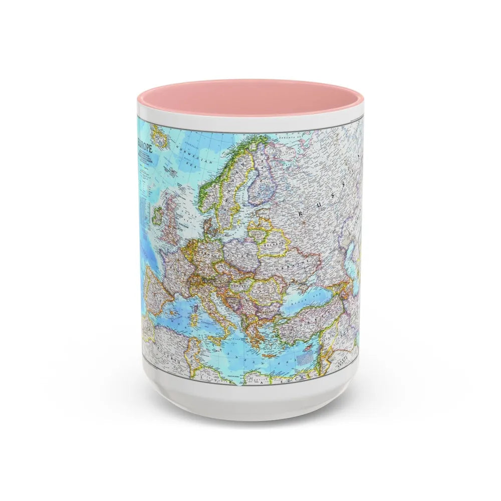 Europe (1992) (Map) Accent Coffee Mug-15oz-Pink-Go Mug Yourself