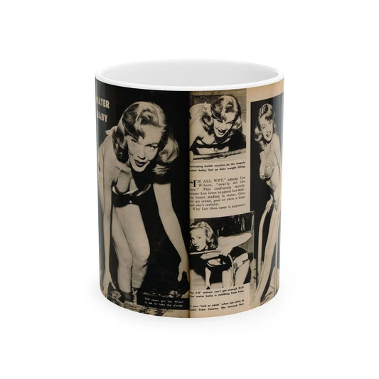 Lee Wilson #11 - Pages 1 & 2 of 5 Featuring, Lee+4 B&W Photos & Captions from TAB Digest Mag. October '54 (Vintage Female Icon) White Coffee Mug-11oz-Go Mug Yourself