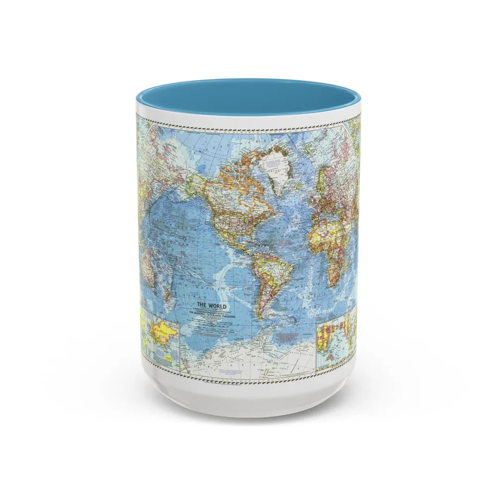 World Map (1960) (Map) Accent Coffee Mug-15oz-Light Blue-Go Mug Yourself