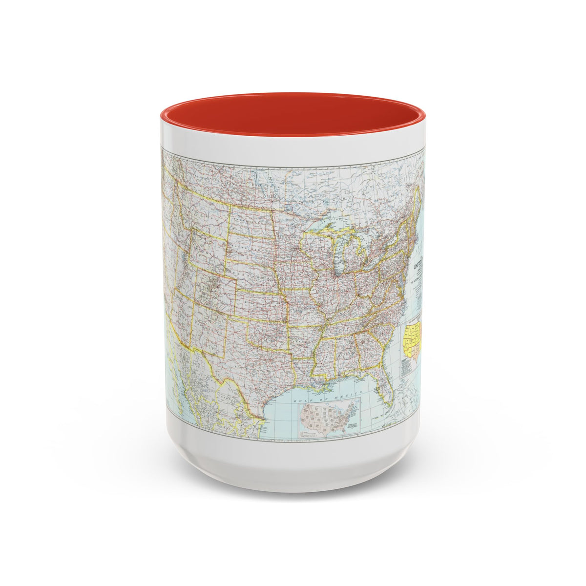 USA - The United States (1940) (Map) Accent Coffee Mug