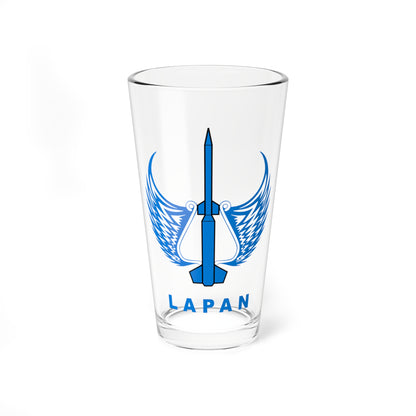 Blue vector rocket with stylised wings on each side, above the spaced word LAPAN in blue capitals.