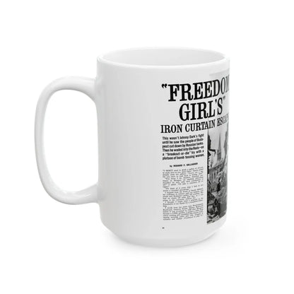 Freedom Girl's' Iron Curtain Escape, For Men Only, June 1964 - White Coffee Mug-Go Mug Yourself