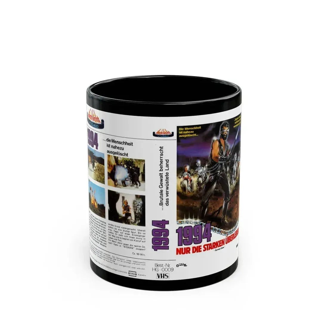 1994 NUR DIE STARKEN UBERLEBEN (VHS COVER) - Black Coffee Mug 11oz - Go Mug Yourself