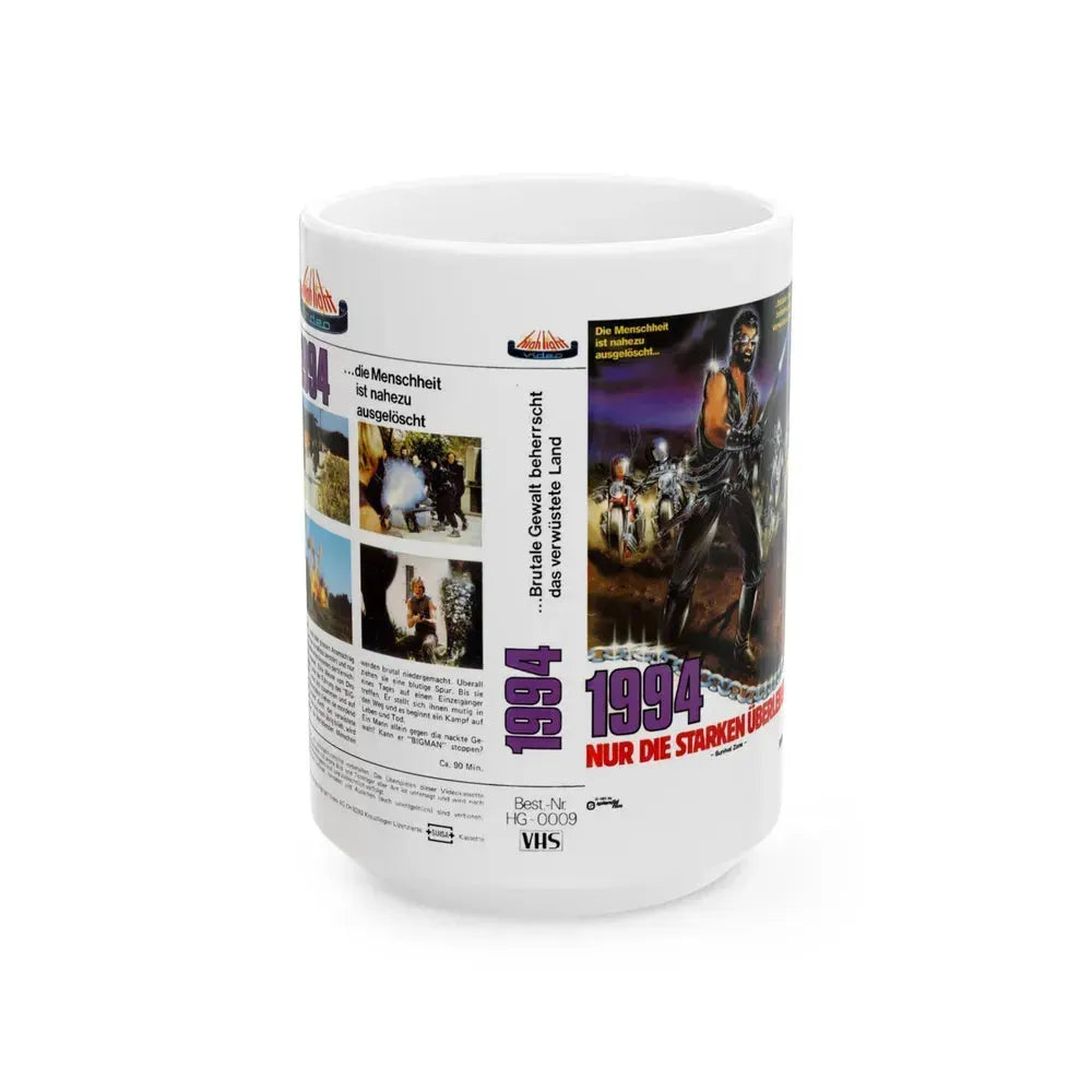 1994 NUR DIE STARKEN UBERLEBEN (VHS COVER) - White Coffee Mug 15oz - Go Mug Yourself
