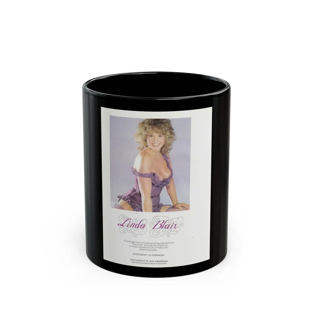 Linda Blair #184 - Partially Topless (Vintage Female Icon) Black Coffee Mug-11oz-Go Mug Yourself