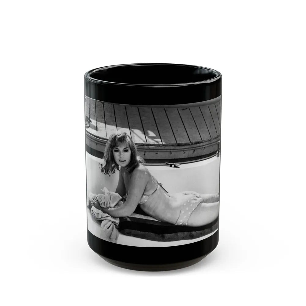 Leslie Parrish #61 (Vintage Female Icon) Black Coffee Mug-15oz-Go Mug Yourself