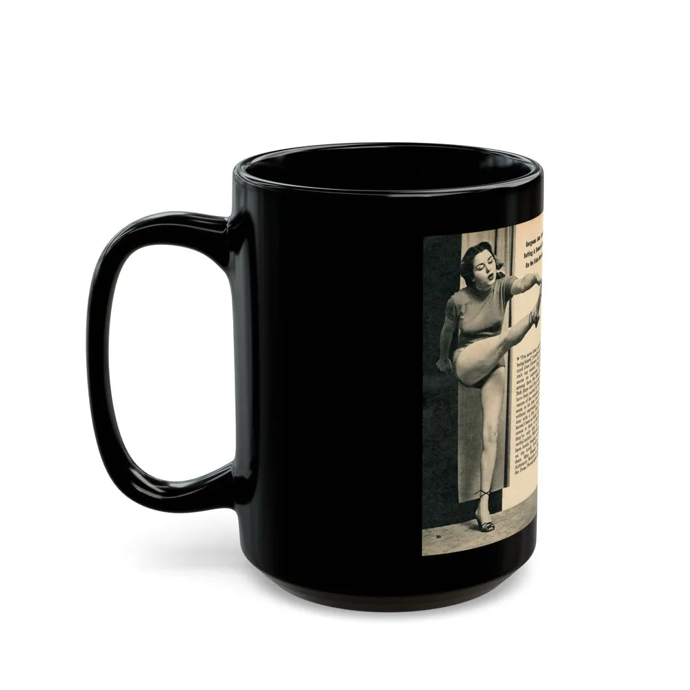 Jeanne Carmen #324 - Page 86 & 87 Pages 2 & 3 of 5 with 2 B&W Pin-Up Pics from PHOTO Digest Mag. Sept. '53 (Vintage Female Icon) Black Coffee Mug-Go Mug Yourself