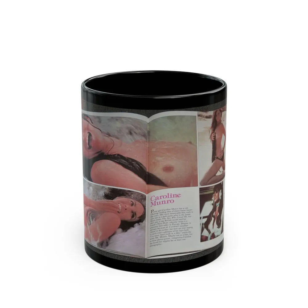 Caroline Munro #150 - Celebrity Skin '84 Topless Spread (Vintage Female Icon) Black Coffee Mug-11oz-Go Mug Yourself