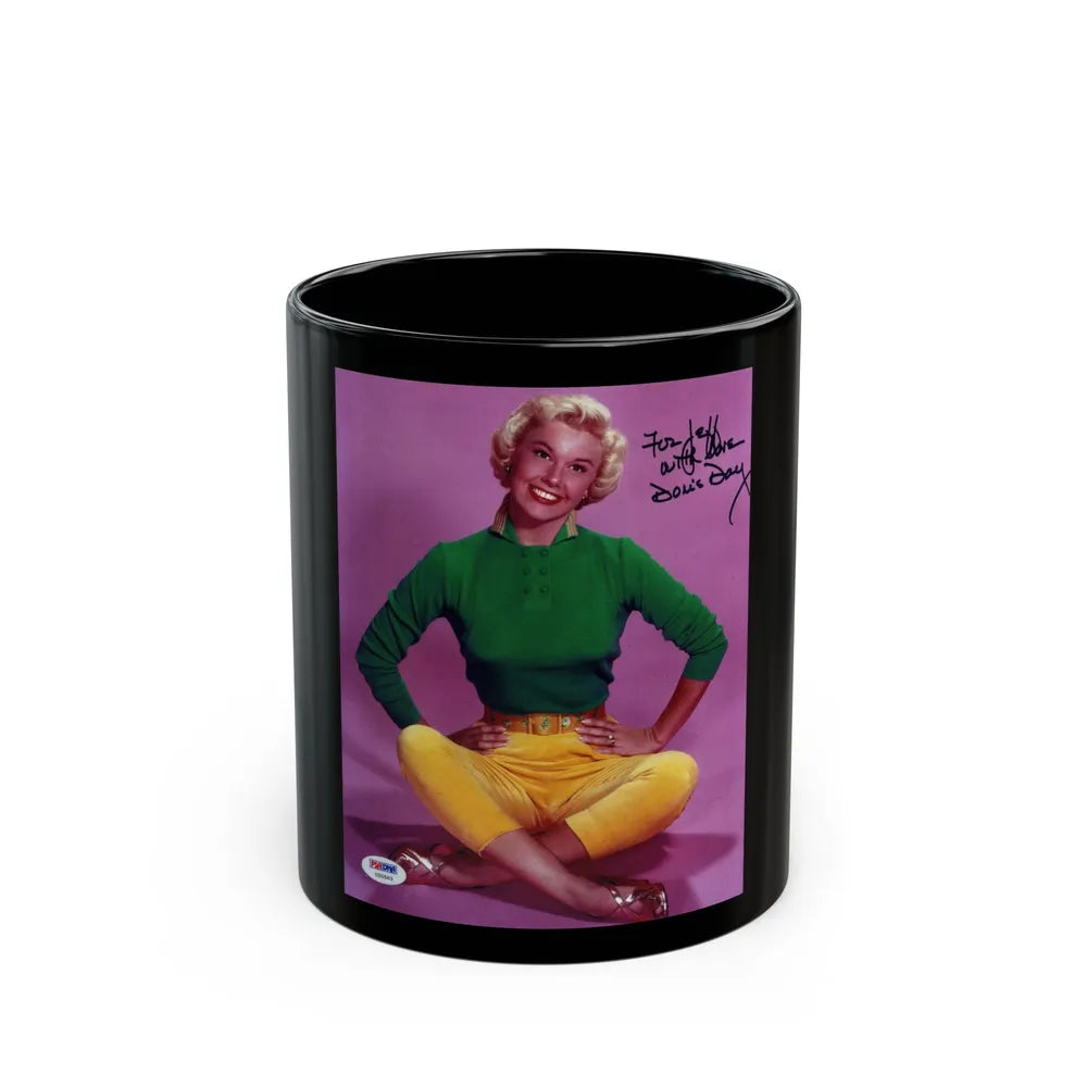 Doris Day #110 (Vintage Female Icon) Black Coffee Mug-11oz-Go Mug Yourself